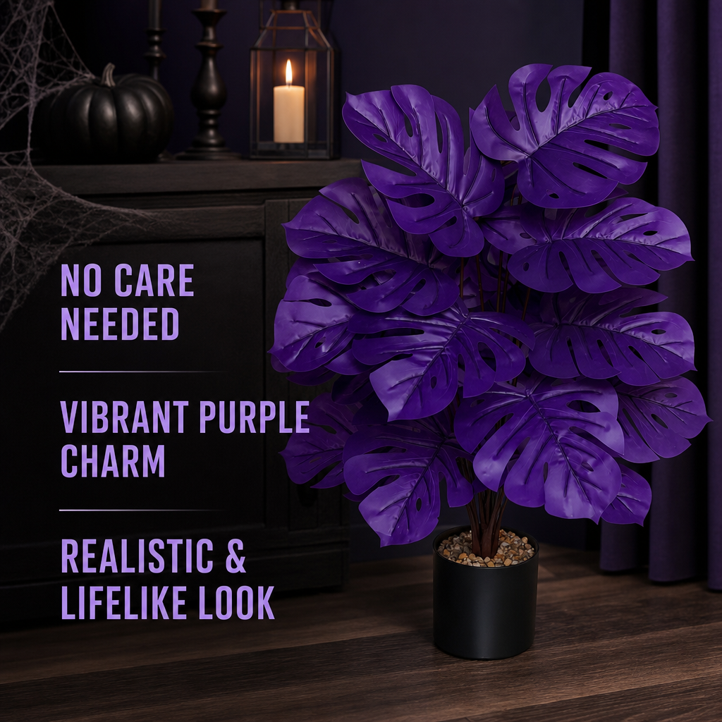 💜Artificial Purple Monstera Plant