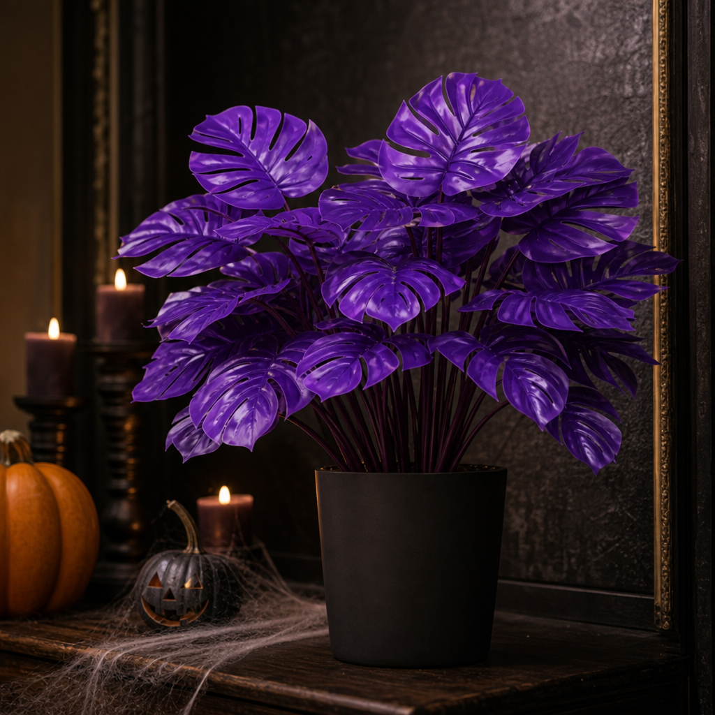 💜Artificial Purple Monstera Plant