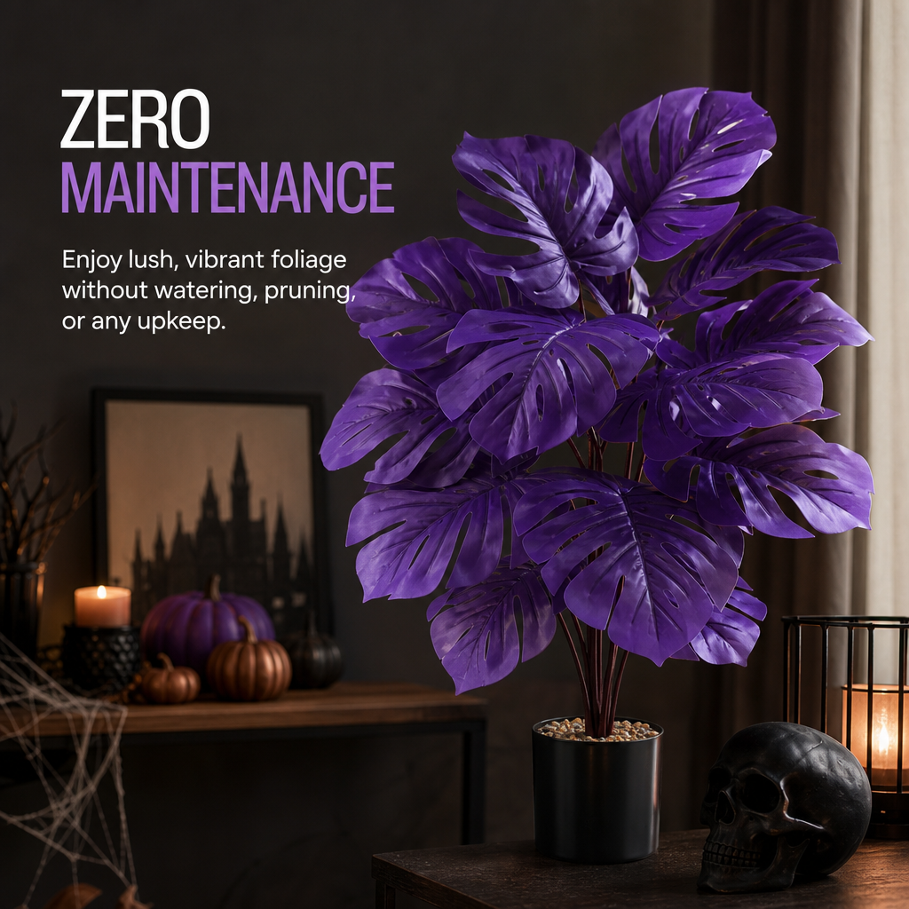 💜Artificial Purple Monstera Plant