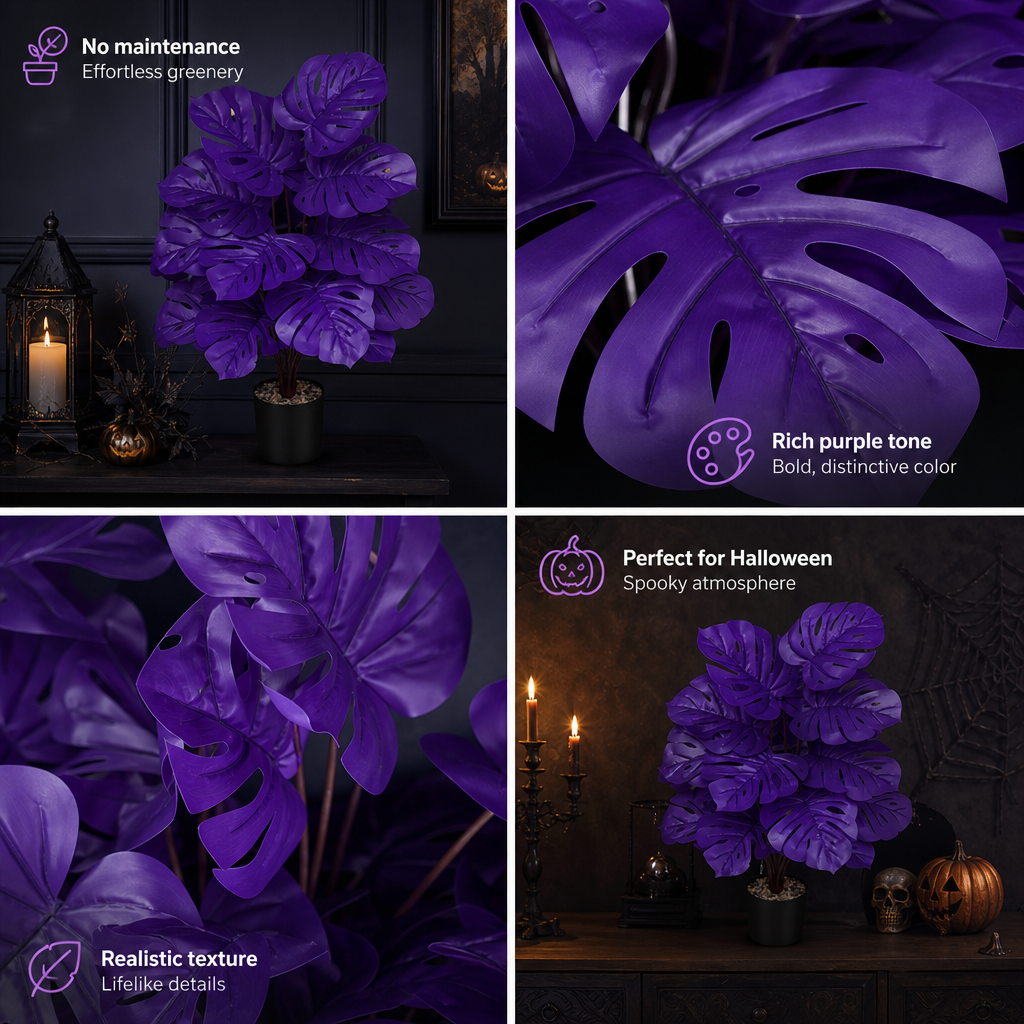 💜Artificial Purple Monstera Plant